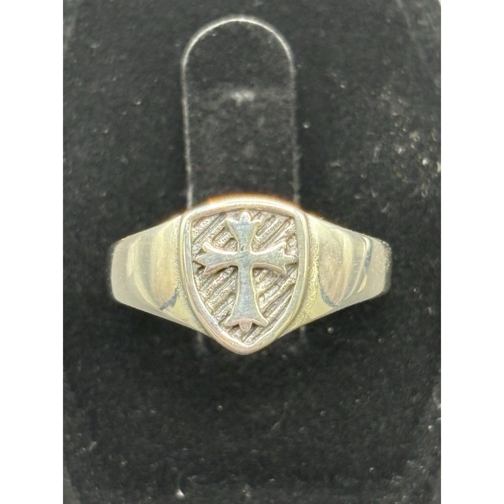 New Condition Sterling Silver Medieval Cross Ring Size 7 H11